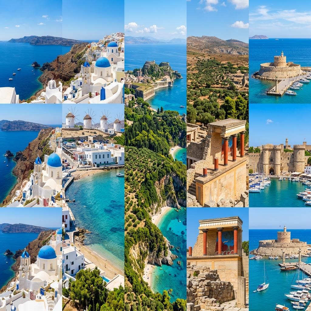 Greece's iconic island landscapes — Santorini, Mykonos, Corfu and Crete