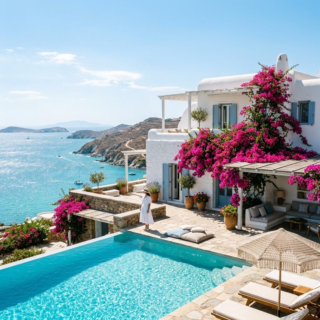 Luxury villa in Mykonos with private pool and sea views